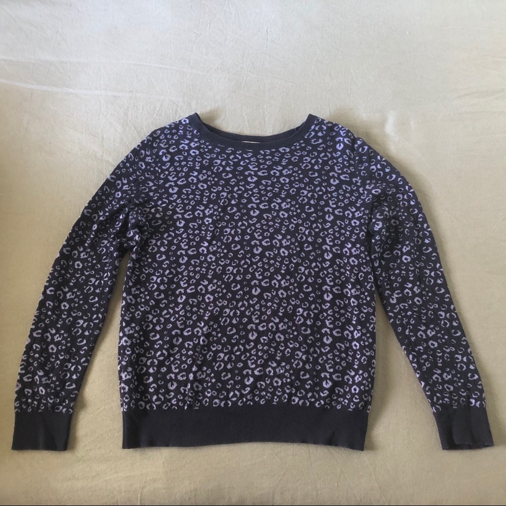 Loft Factory Cheetah Navy Blue/Lavender Sweater - Picture 1 of 5